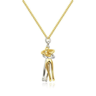 Gold & Silver Couple Hug Necklace