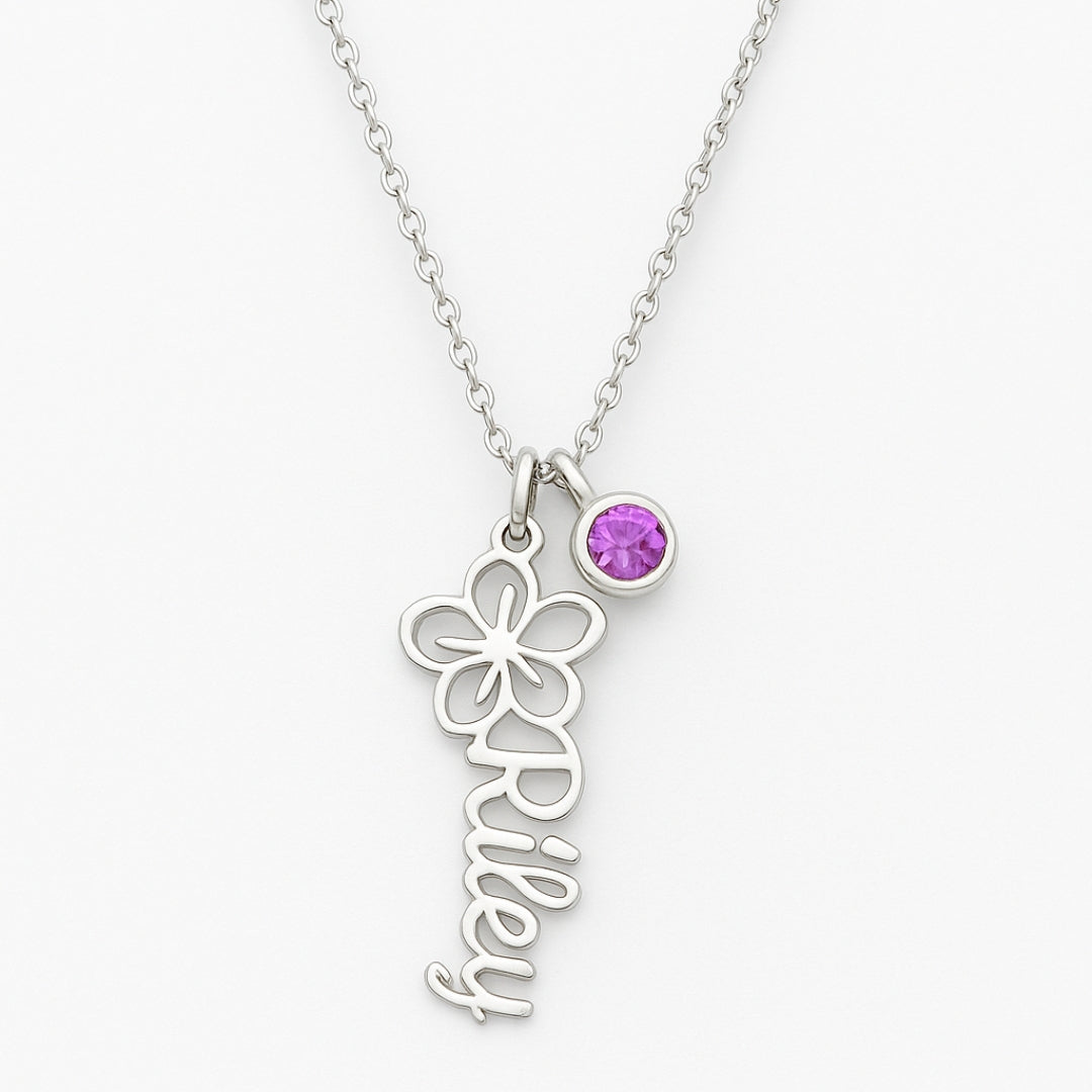 Signature Flower Purple Crystal Necklace