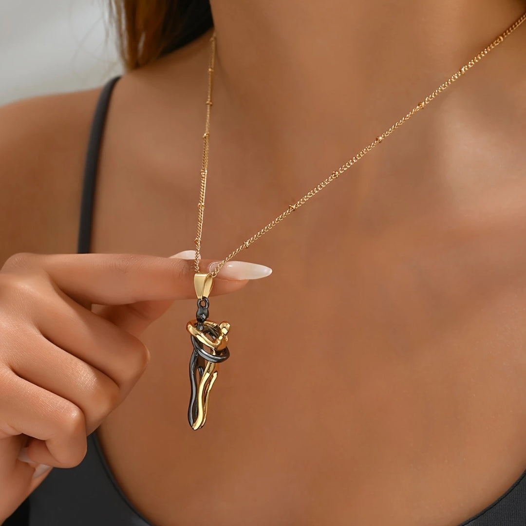 Gold & Silver Couple Hug Necklace