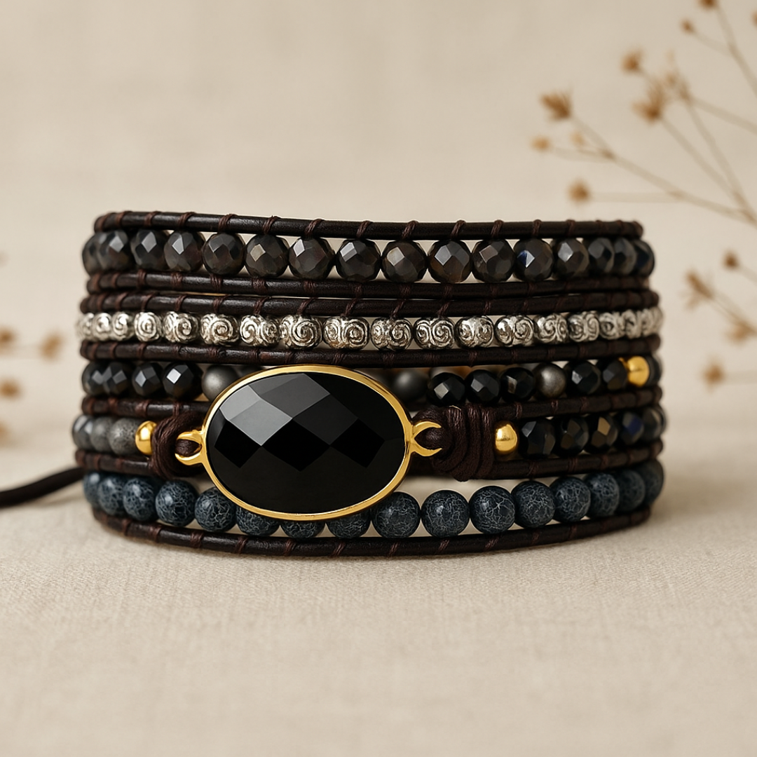 Onyx Moonlight Wrap Bracelet