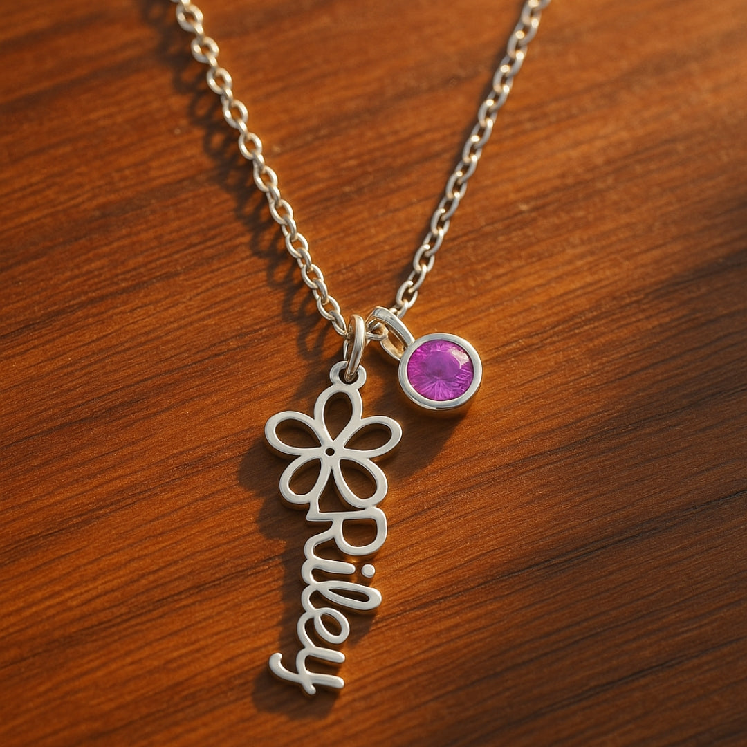 Signature Flower Purple Crystal Necklace