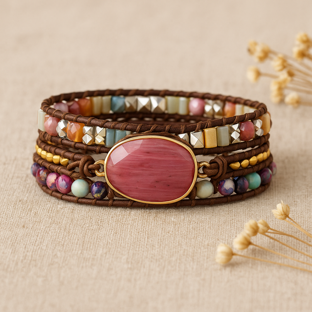 Rhodonite & Jasper Wrap Bracelet