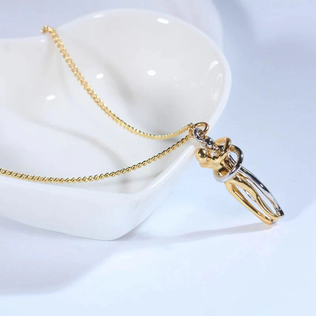 Gold & Silver Couple Hug Necklace