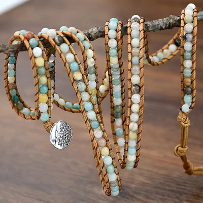 Tree of Life Amazonite Wrap Bracelet