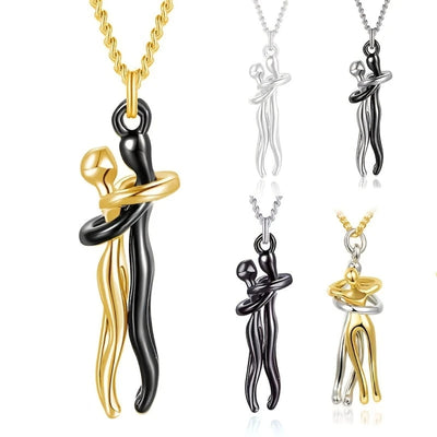 Gold & Silver Couple Hug Necklace