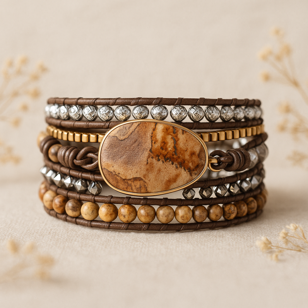 Handmade Natural Jasper Wrap Bracelet