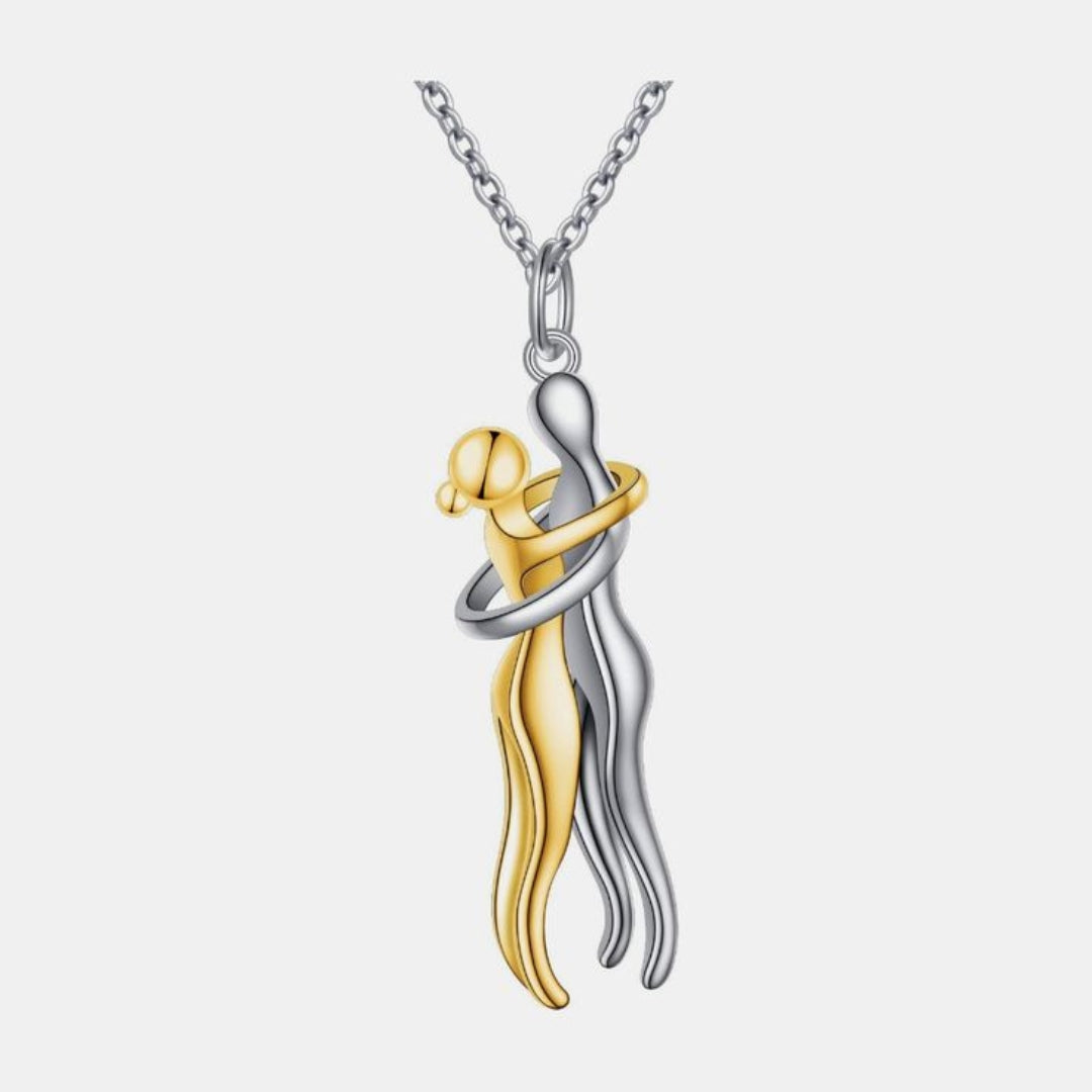 Gold & Silver Couple Hug Necklace