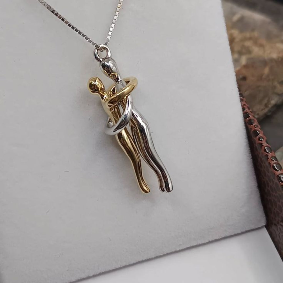 Gold & Silver Couple Hug Necklace