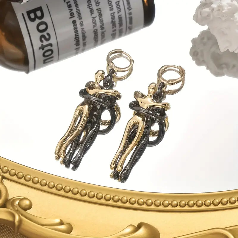 Unique Embrace Gold Earrings
