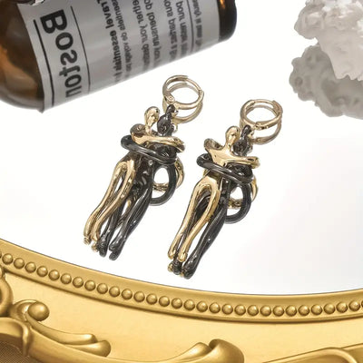 Unique Embrace Gold Earrings