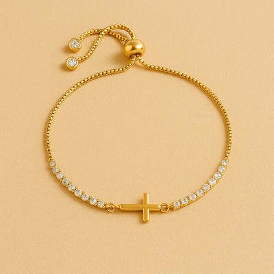 Cross Bright Gold Bracelet