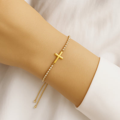 Cross Bright Gold Bracelet