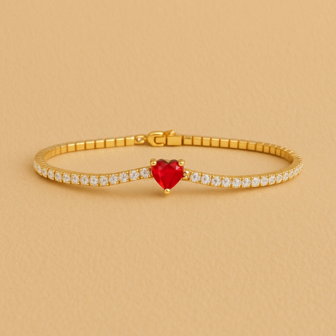 Red Heart Bright Wavy Bracelet