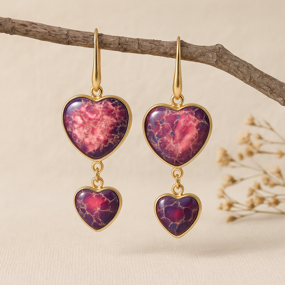 Double Heart Dangle Earrings
