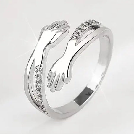 Adjustable Embrace Zirconia Silvered Ring