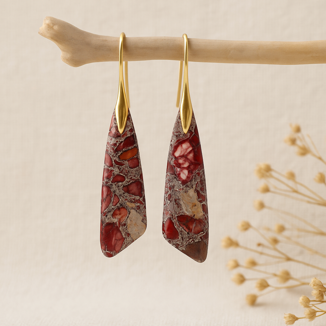 Red Regalite Dangle Earrings