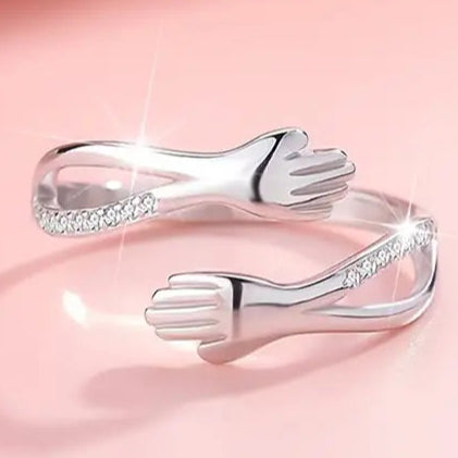 Adjustable Embrace Zirconia Silvered Ring