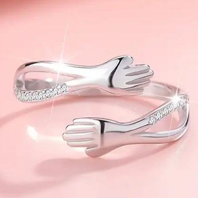 Adjustable Embrace Zirconia Silvered Ring