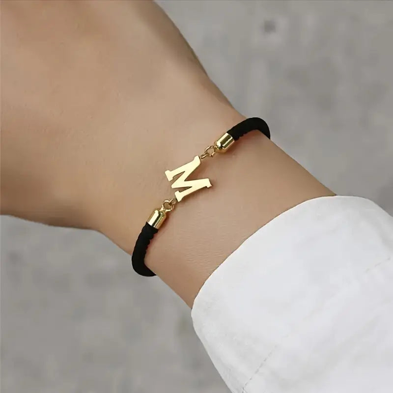 Black Gold Letter Bracelet
