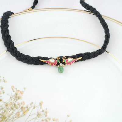 Red & Green Bird Rope Necklace
