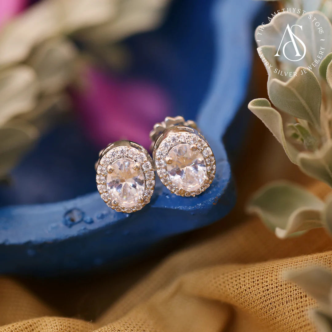 White Rounded Glass Earrings