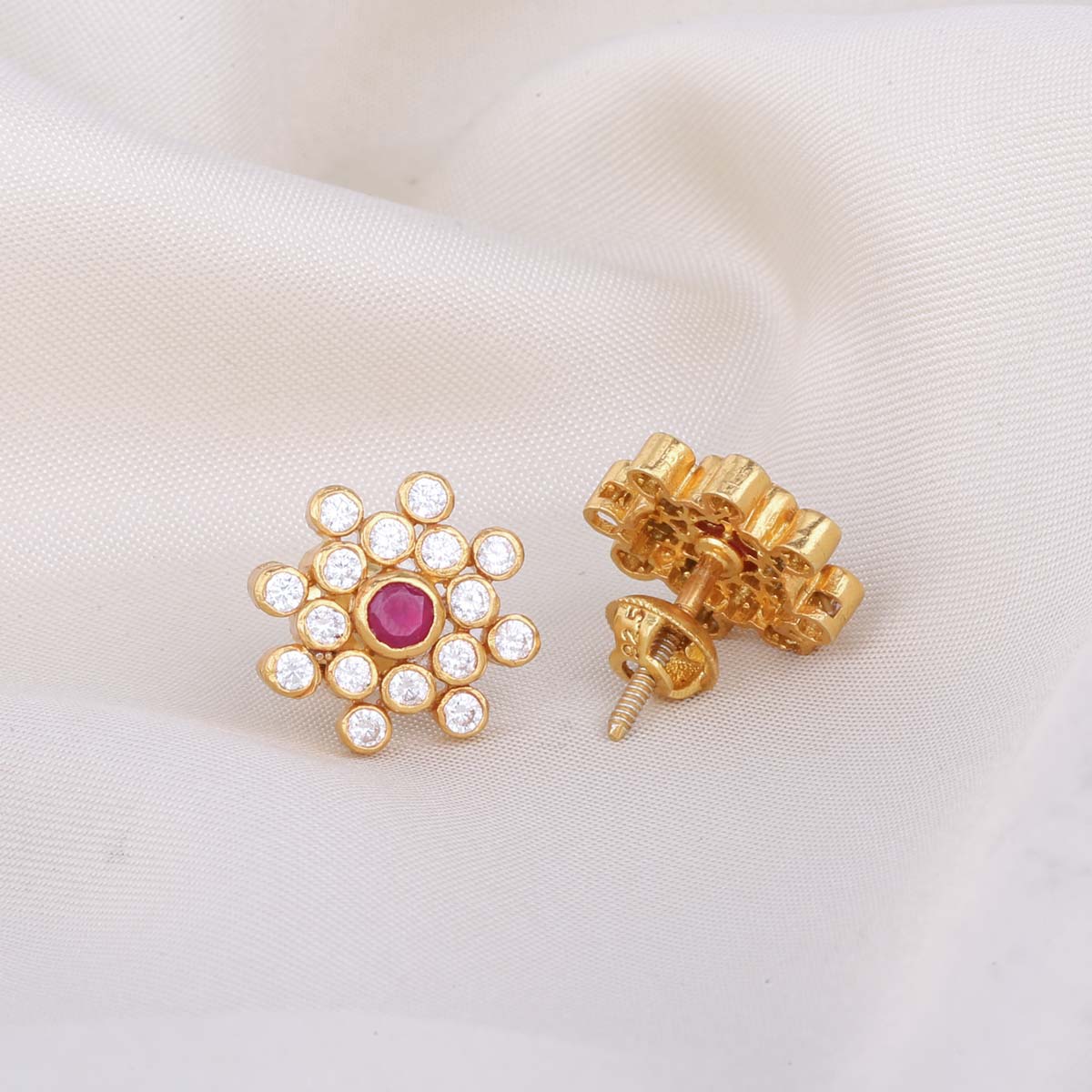 Red & White Crystalline Earrings