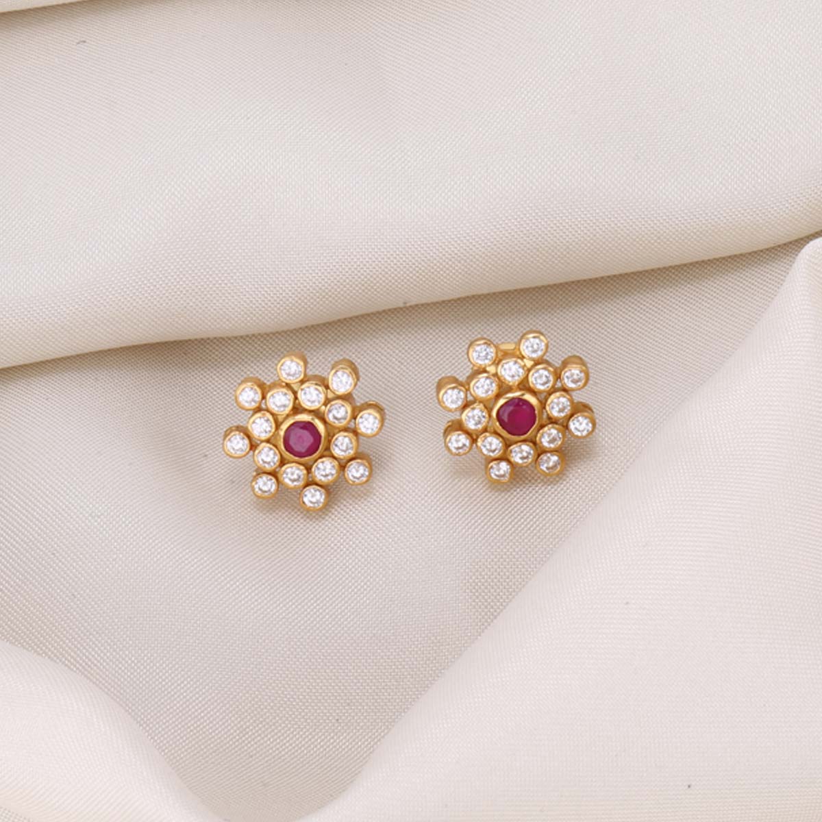 Red & White Crystalline Earrings