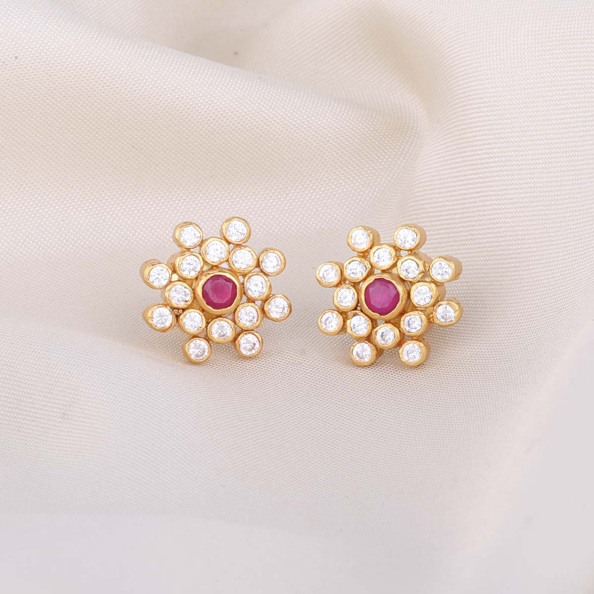 Red & White Crystalline Earrings