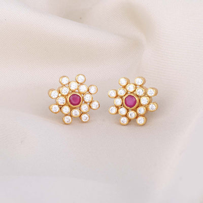 Red & White Crystalline Earrings