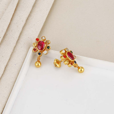 Red Golden Bead Earrings