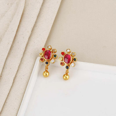 Red Golden Bead Earrings