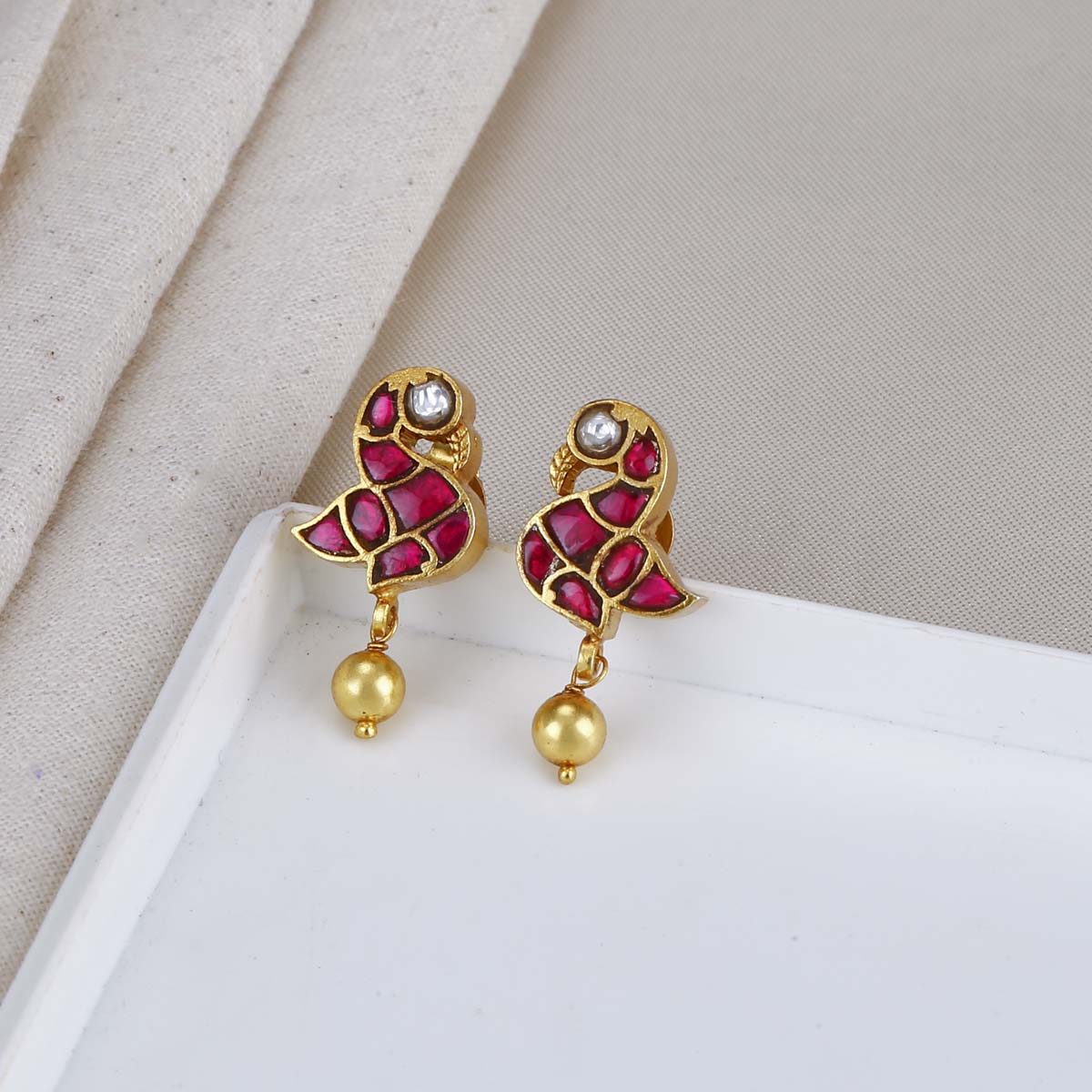 Red Voye Drop Earrings