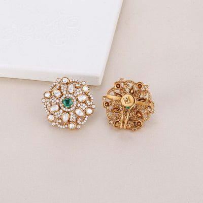 Rounded Bright Zirconia Blossom Earrings