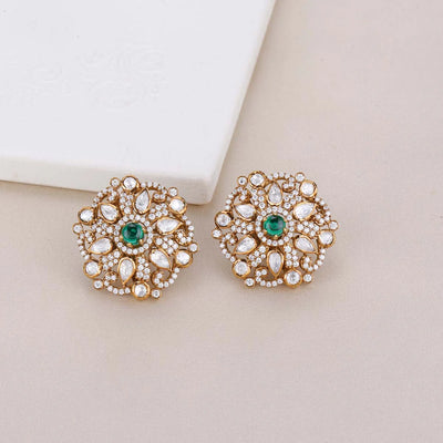 Rounded Bright Zirconia Blossom Earrings