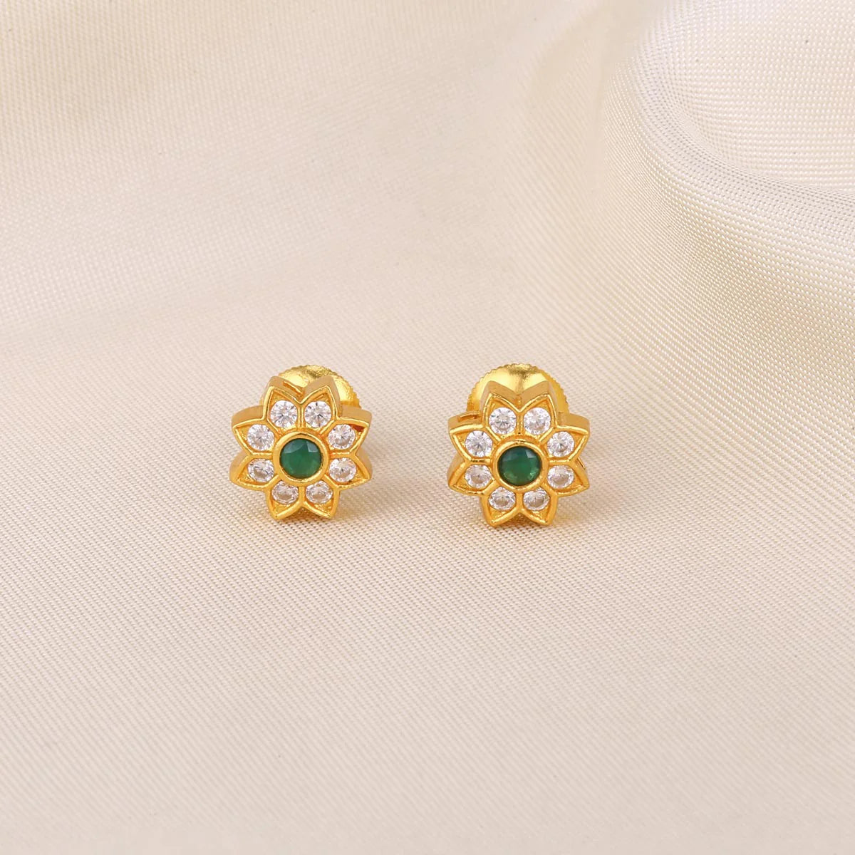 Green Crystalline Flower Earrings