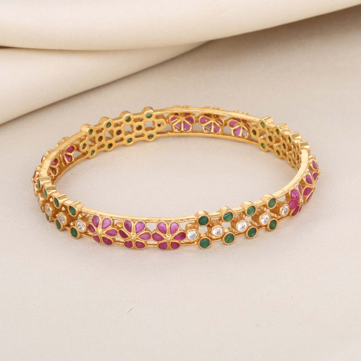 Red & Purple Flower Rail Bracelet