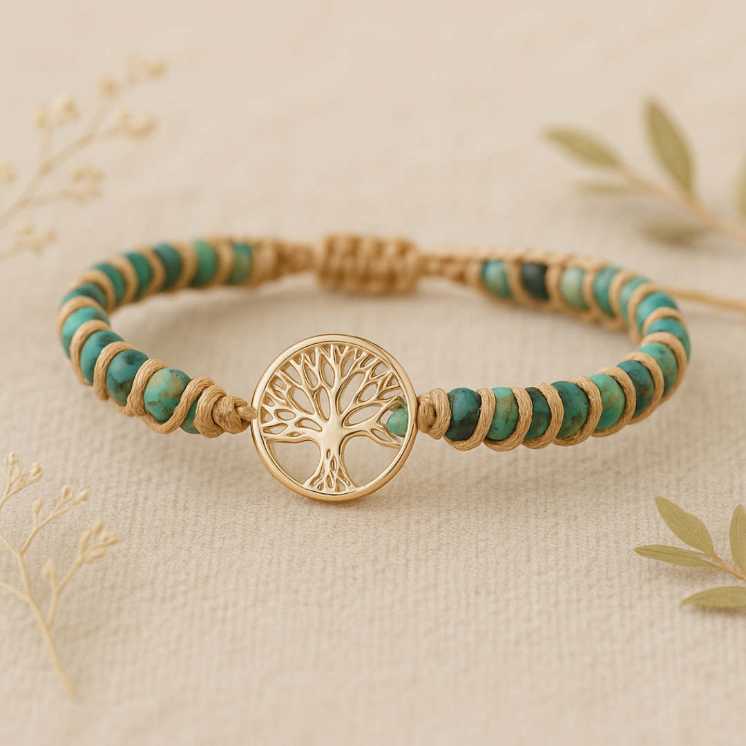 African Turquoise & Tree of Life Bracelet