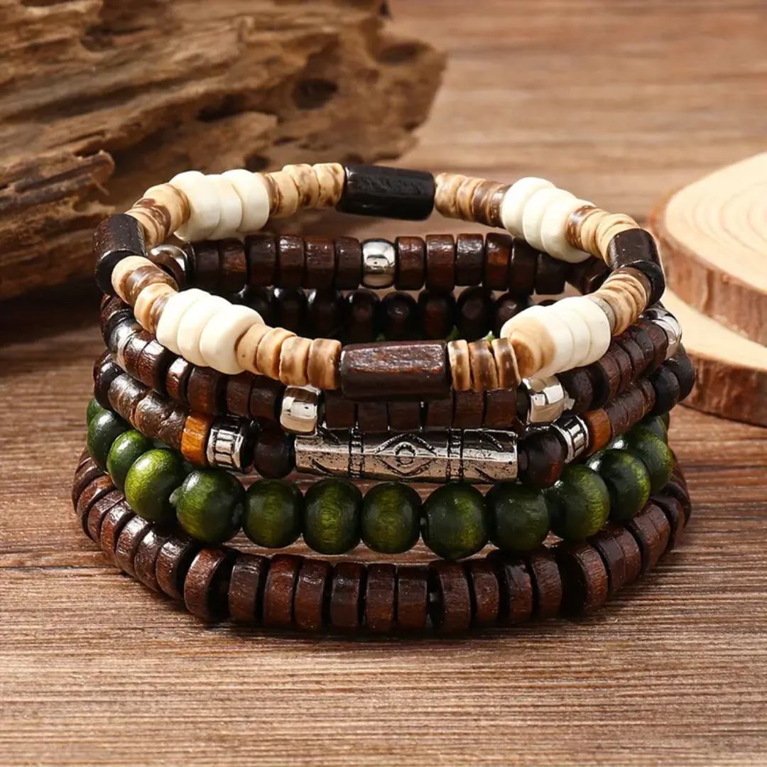 Earth Harmony Wooden Bracelet Set