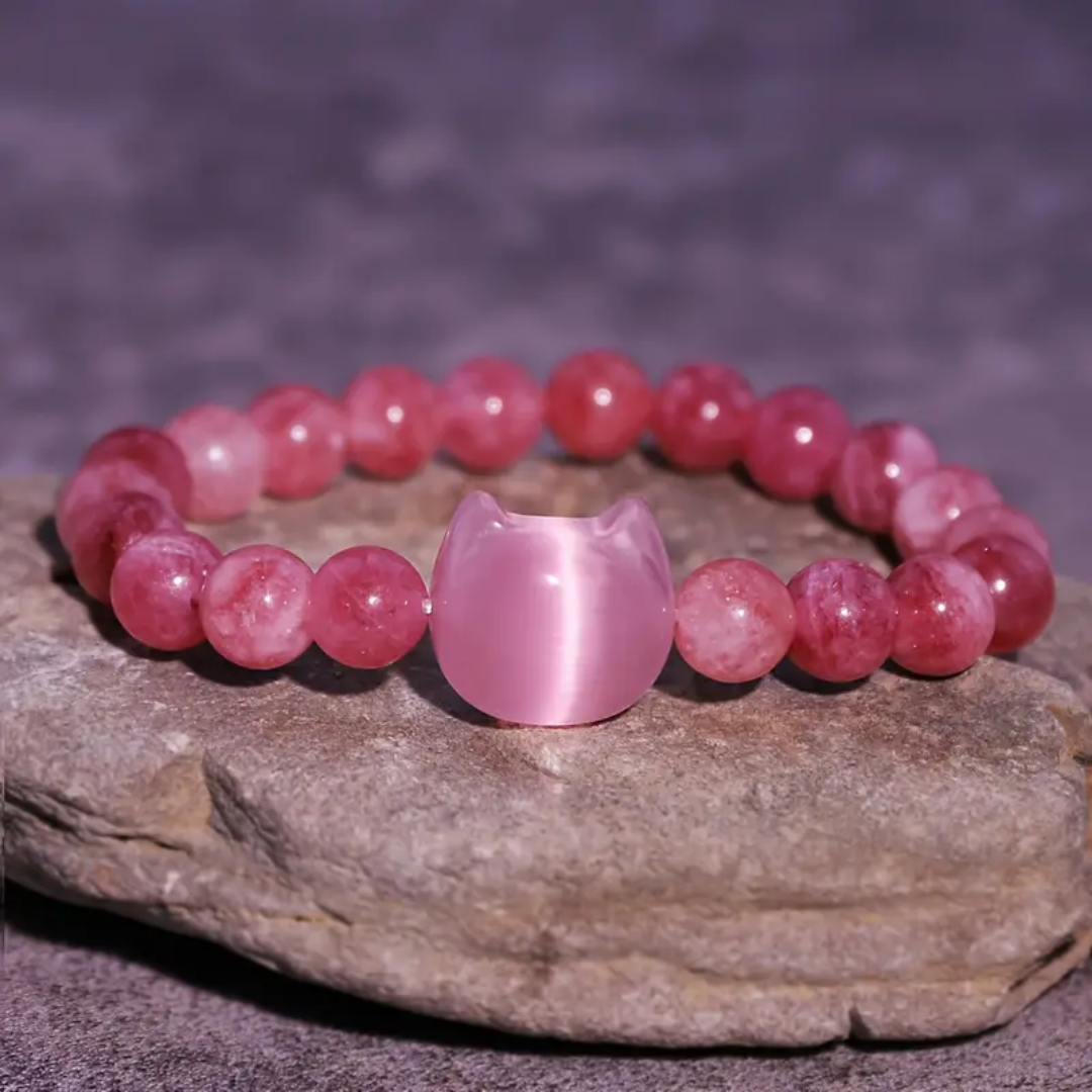 Pink Cat Charm Bracelet