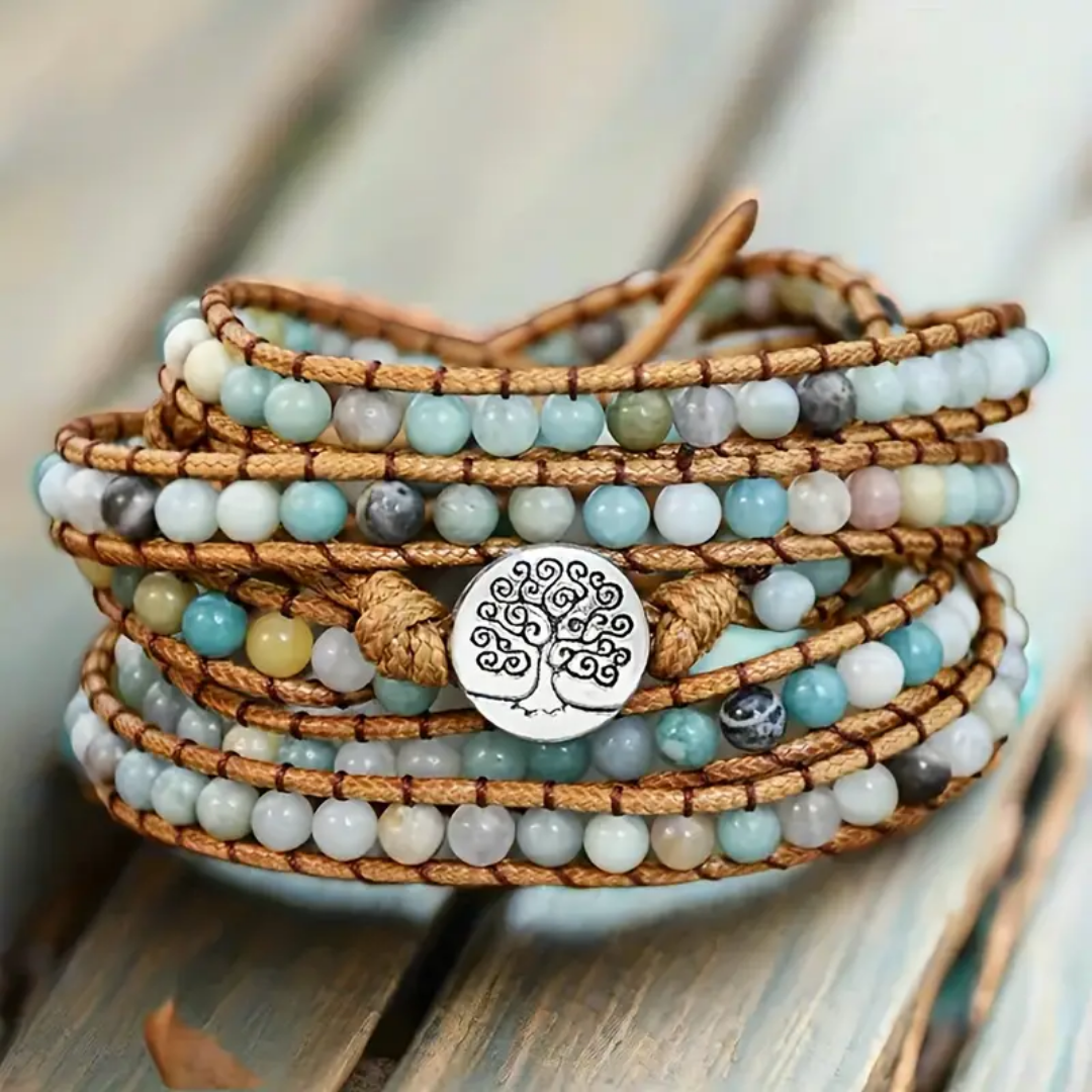 Tree of Life Amazonite Wrap Bracelet