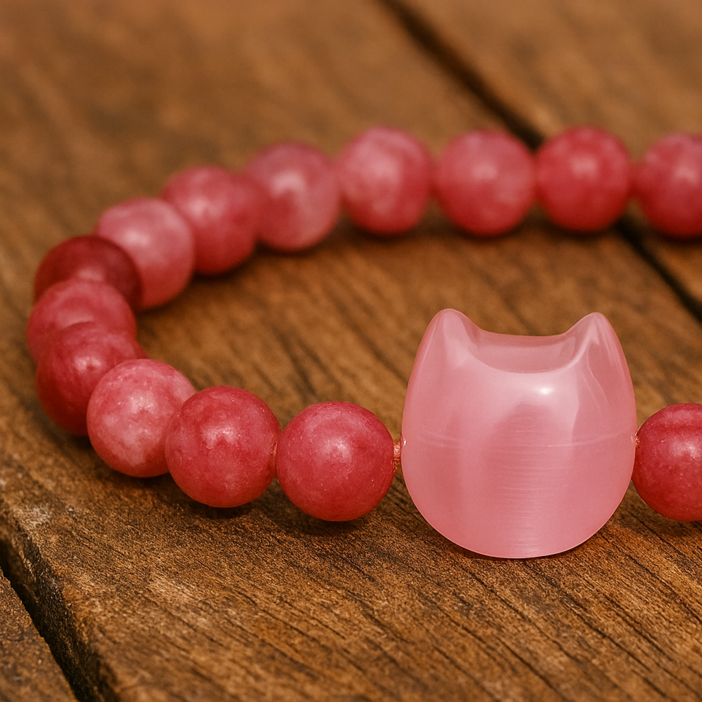 Pink Cat Charm Bracelet
