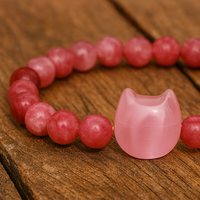 Pink Cat Charm Bracelet