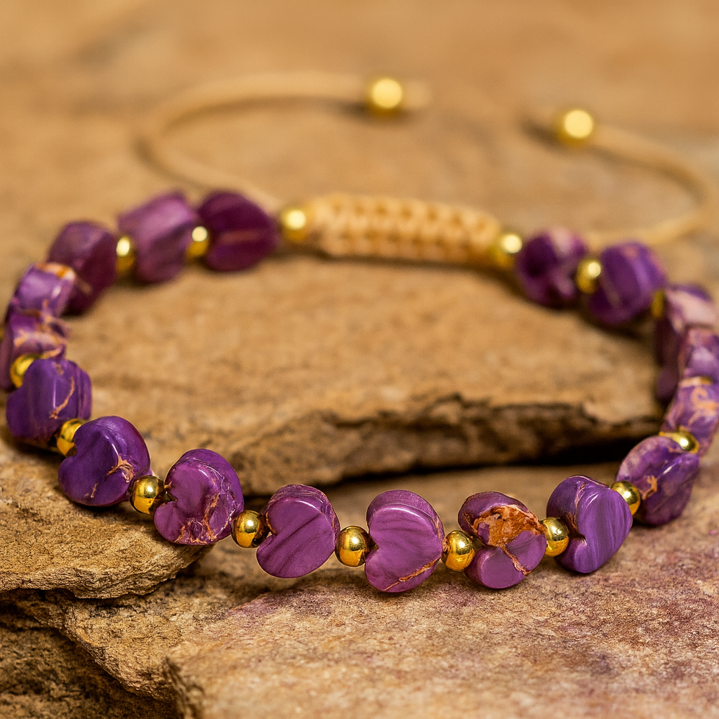 Purple Jasper Heart Healing Bracelet