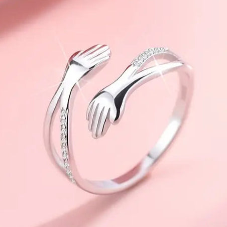 Adjustable Embrace Zirconia Silvered Ring